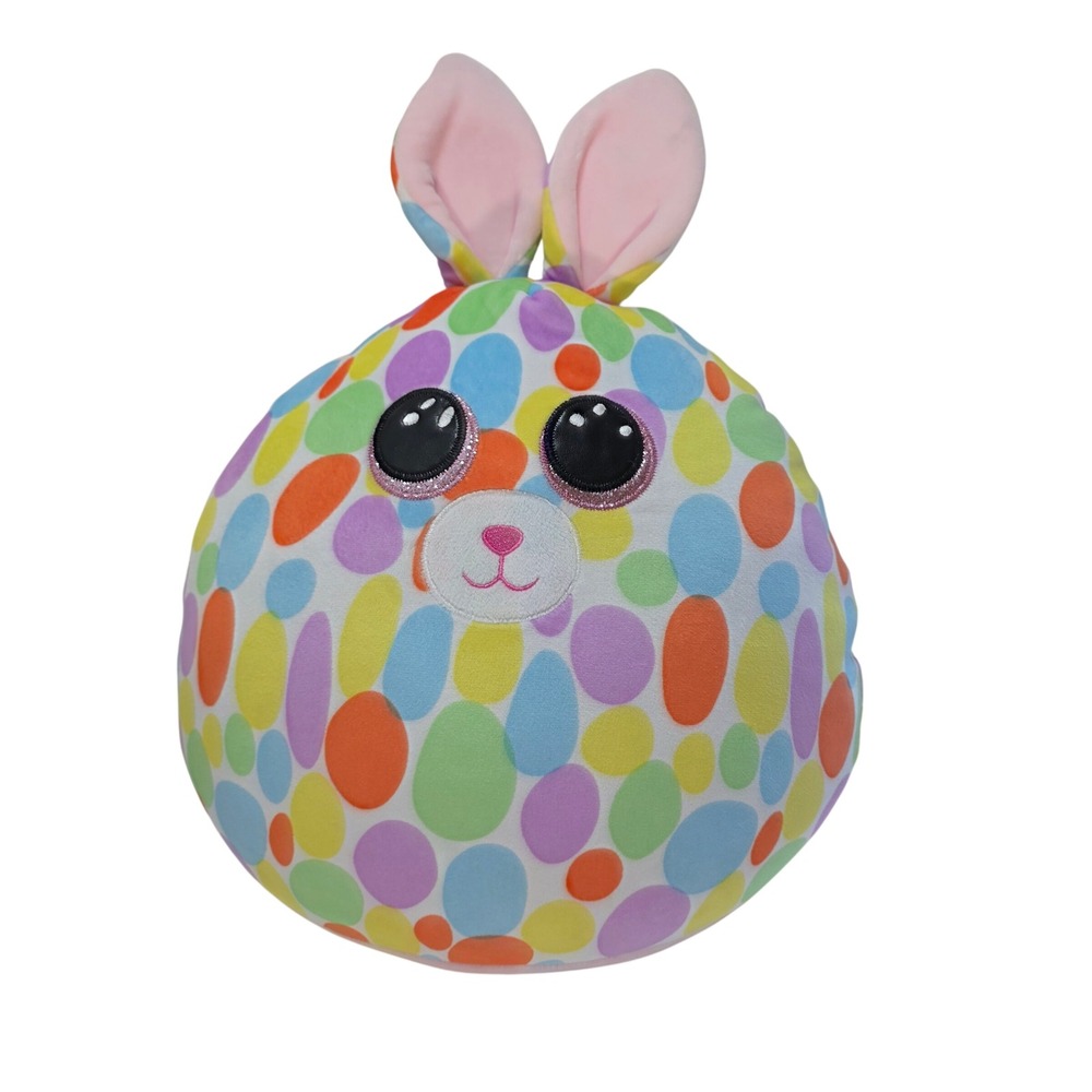 Ty Squish a Boos Bloomy Bunny Plush Large 12‎ Inch Multicolor Polka Dots Stufdy